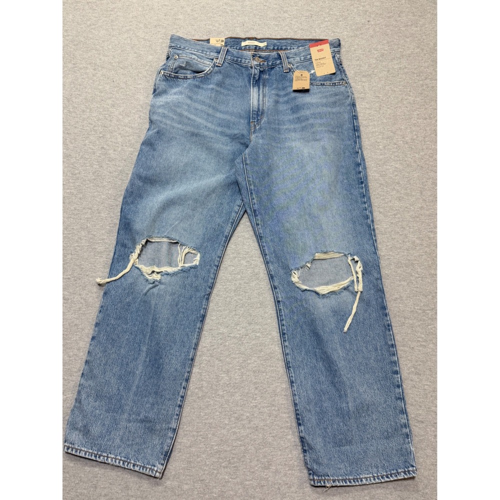 Levis 94 Baggy Jeans Womens 32x31 Light Wash Distressed Straight Leg A35100029